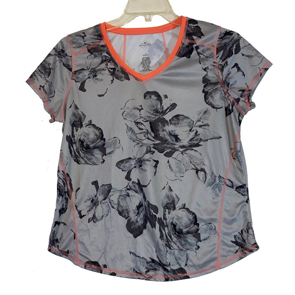 St Johns Bay Gray Floral Quick-Dri Shirt